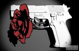 pistol with a rose
