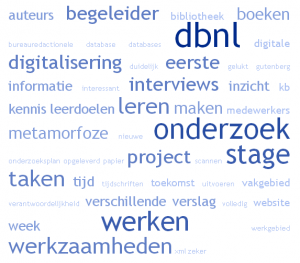 "Word cloud" van mijn stageverslag.