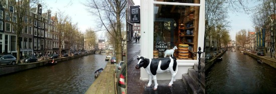 Amsterdamse grachten en toeristenkaaswinkel